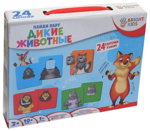 Настольная игра Bright Kids Найди пару. Дикие животные