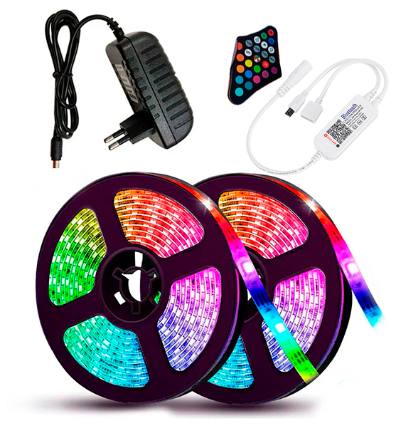 Светодиодная лента RGB Bluetooth 10 м 5050 SMD с управлением через приложение для телефона / Гибкая светодиодная LED лента на липучке - фотография № 1