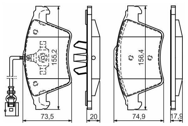 Дисковые тормозные колодки передние Bosch 0986494164 для Volkswagen Touareg (4 )