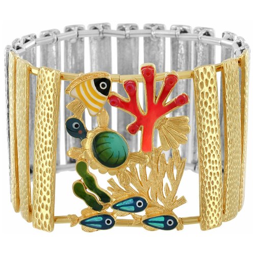 Браслет TARATATA, Pacific, стрейч, с цветной смолой и бусинами, TT-E23-06311-20M золотистый