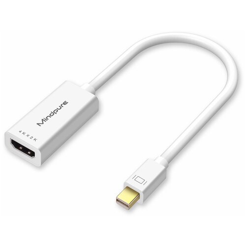 Переходник адаптер Mini DP / Mini DisplayPort (M) - HDMI (F) 4Kx2K@30Hz Mindpure AD007. Белый