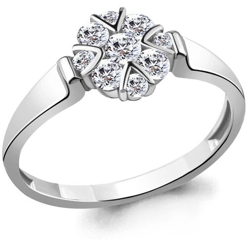 фото Кольцо diamant online, белое золото, 585 проба, фианит, размер 19.5