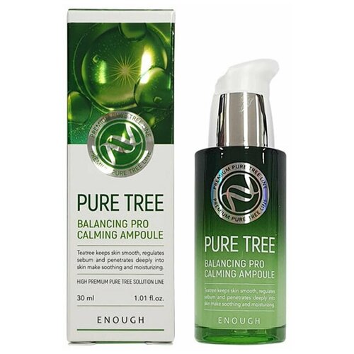 Успокаивающая сыворотка для лица с чайным деревом Enough Pure Tree Balancing Pro Calming Ampoule 30ml enough pure tree balancing pro calming ampoule сыворотка для лица с чайным деревом 30 мл