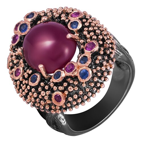 фото Element47 кольцо из серебра 925 пробы с рубином облагороженным и сапфирами r09707-ko-glsa-ps-ro-blk, размер 17