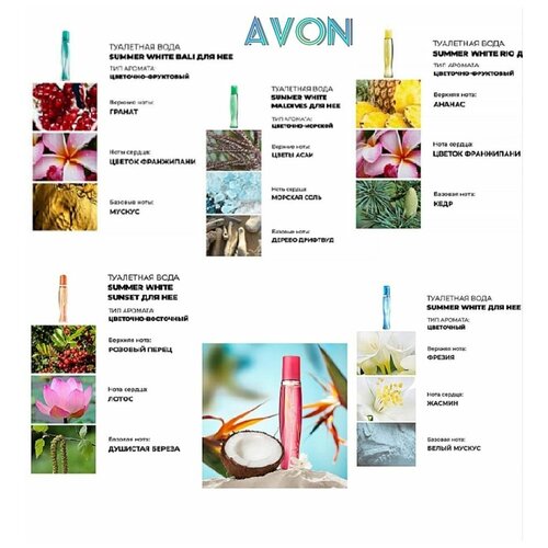 Туалетная вода Avon Summer WhiteSunsetRioHawaiiBaliMaldives