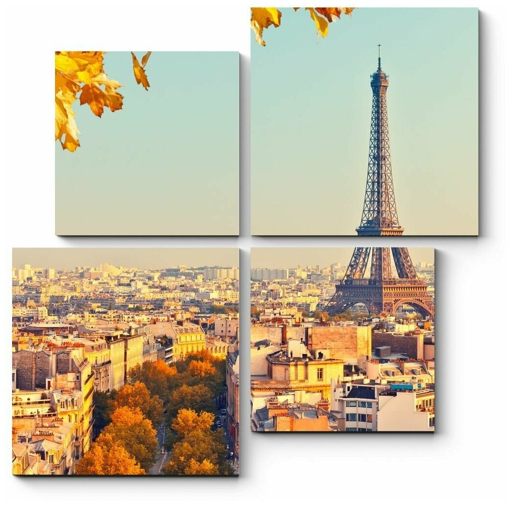 Модульная картина Золотая осень в Париже 90x90