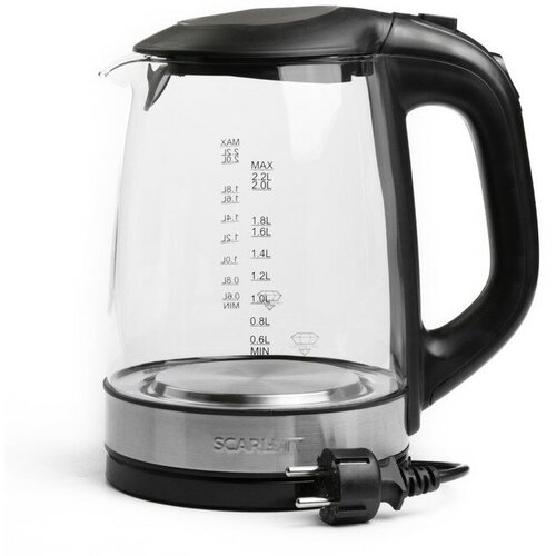 Чайник электрический Scarlett SC-EK27G19 стекло 22 л 1850-2200 Вт подсветка черный 463200₽