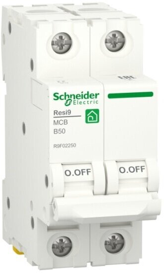 Автоматический выключатель SYSTEME ELECTRIC (SCHNEIDER ELECTRIC) SCHNEIDER ELECTRIC RESI9 (АВ) B 50А 2P 6000A R9F02250