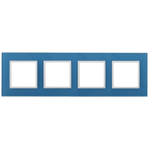 Рамка ЭРА Elegance четырехместная универсальная стеклянная голубой/белый рамка эра серия 12 четырехместная цвет черный клянцевый