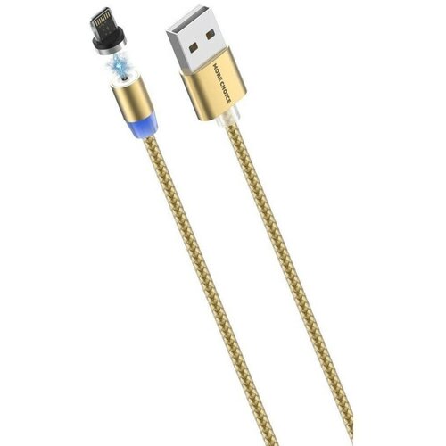 Дата-кабель Smart USB 2.4A для Lightning 8-pin Magnetic More choice K61Si нейлон 1м Gold дата кабель more choice smart usb 2 4a для lightning 8 pin magnetic k61si нейлон 1м silver