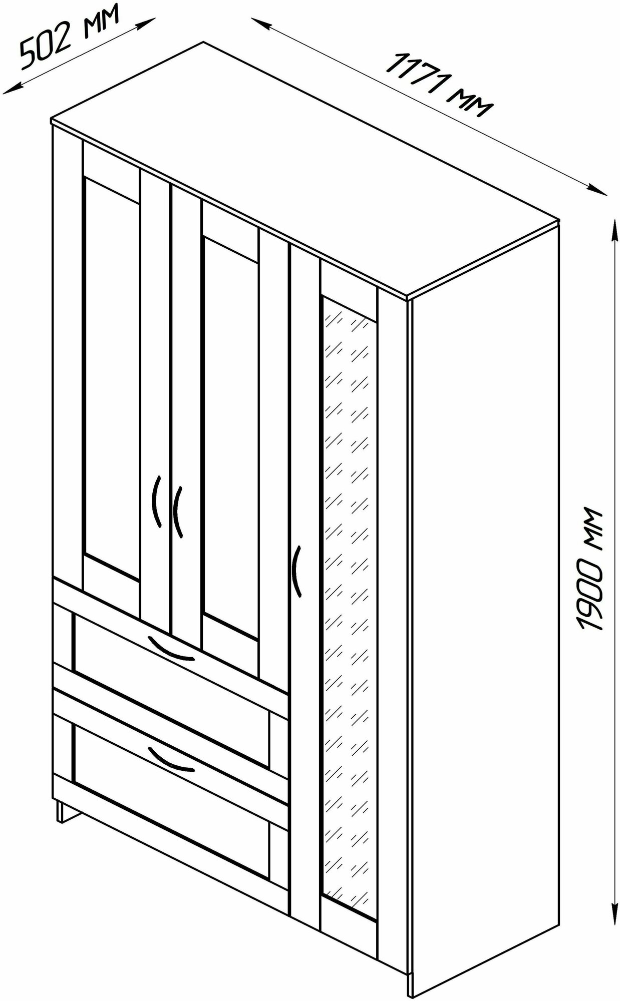 Шкаф сириус, 3 двери и 2 ящика, 117х50х190см, бежевый, Дуб Сонома, Шведский Стандарт - фотография № 5