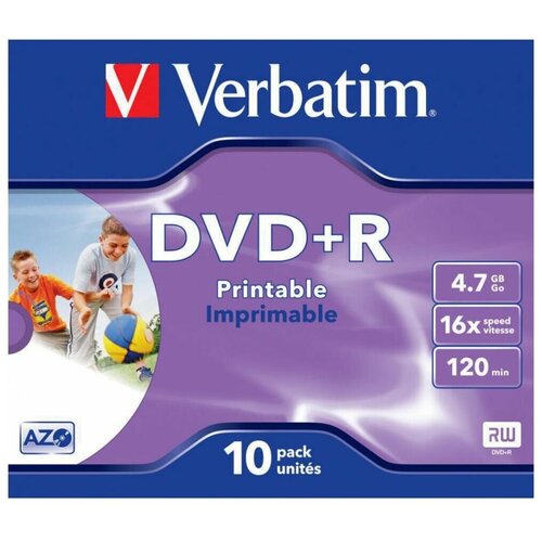 DVD-диск Verbatim DVD-R Printable (43508) диск cd r verbatim 700 mb 52x jewel case 10 dl printable 10 100