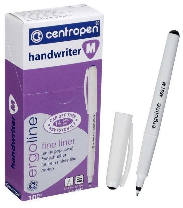 Ручка капиллярная Centropen "Handwriter 4651" черная, 0,5мм, трехгранная 262104