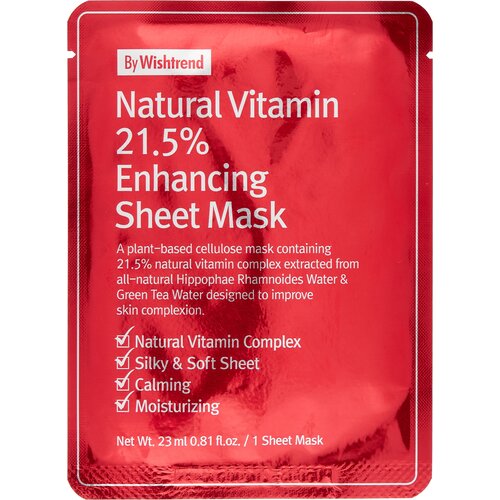 Маска тканевая витаминная Natural Vitamin C 21.5% Enhancing Sheet Mask, 23ml маска для лица by wishtrend маска тканевая витаминная natural vitamin c 21 5% enhancing sheet mask