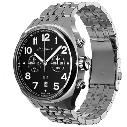 Наручные часы Молния Российские наручные часы молния 0020106-3.0-M Браслет С хронографом, черный, серебряный