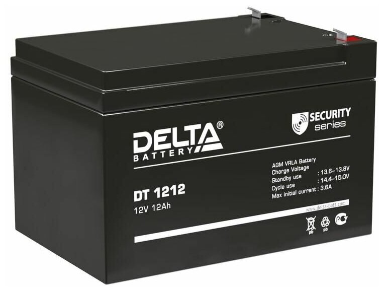 Аккумулятор ОПС 12В 12А. ч Delta DT 1212