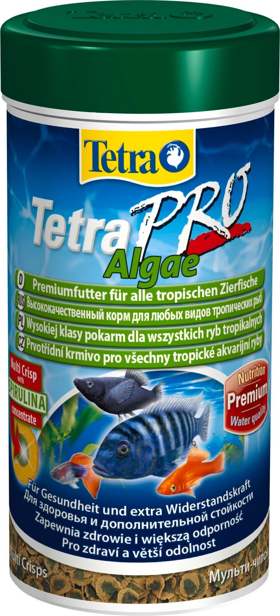 Корм Tetra TetraPRO Algae Multi-Crisps 250 мл, чипсы премиум для всех видов тропических рыб, со спирулиной