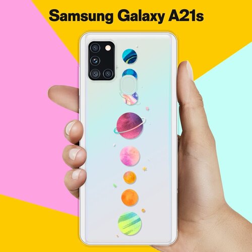 Силиконовый чехол Планеты на Samsung Galaxy A21s матовый силиконовый чехол мечтательный зайчик фон на samsung galaxy a21s самсунг галакси a21s