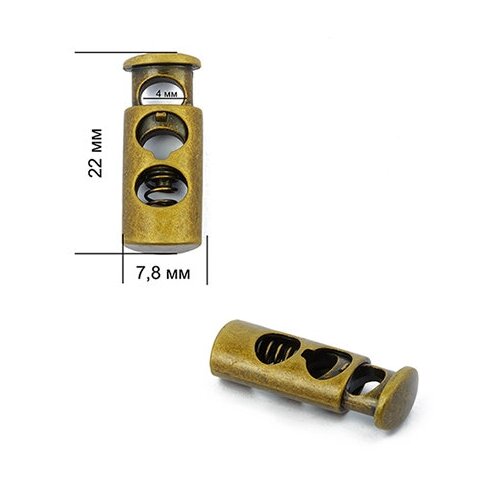 Фиксатор для шнура металл TBY OR.0305-5123 (7,8х22мм) цв. бронза уп. 100шт