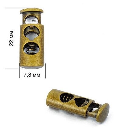 Фиксатор для шнура металл TBY OR.0305-5123 (7,8х22мм) цв. бронза уп. 100шт