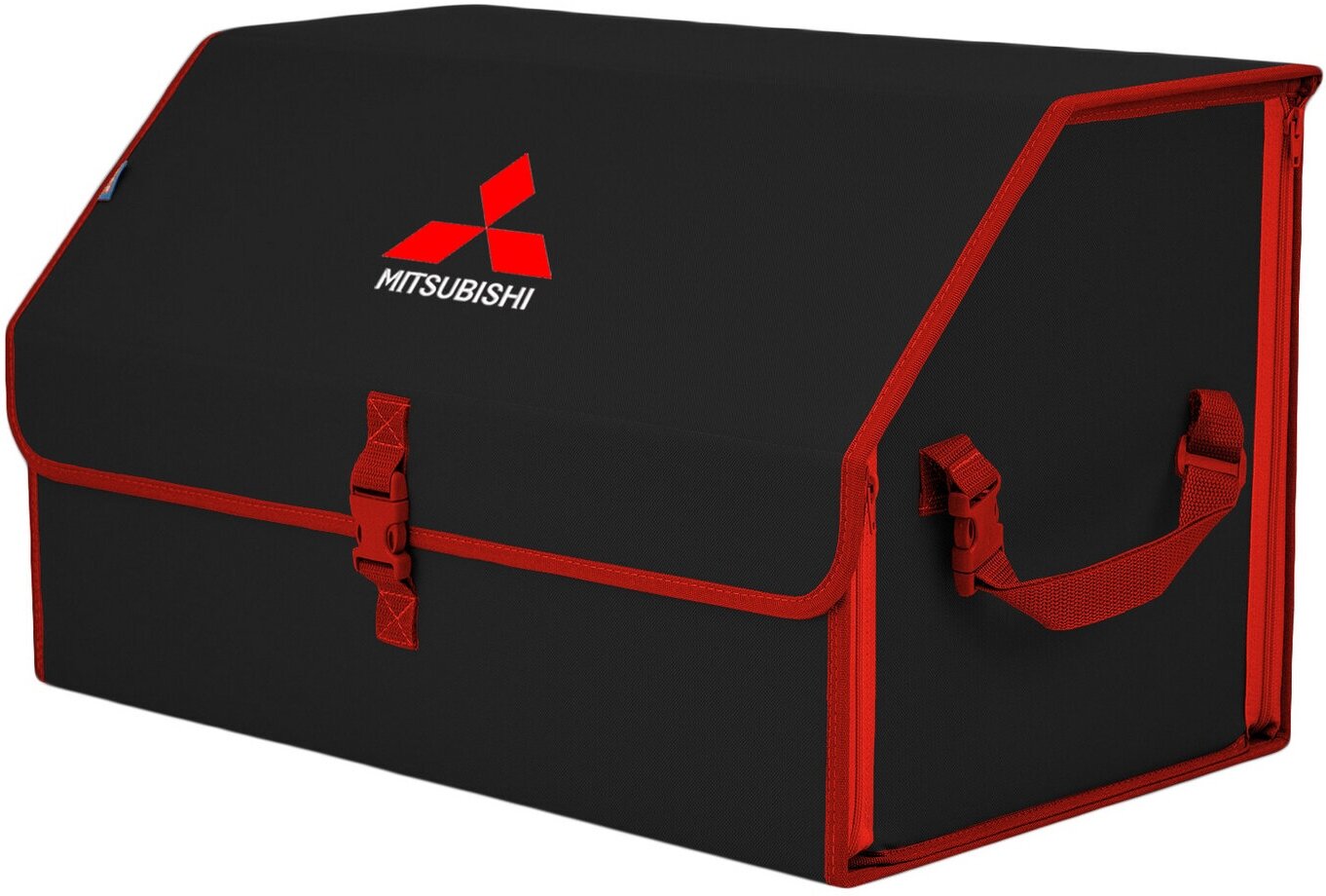 Органайзер-саквояж в багажник "Союз" (размер XL). Цвет: черный с красной окантовкой и вышивкой Mitsubishi (Митсубиши).