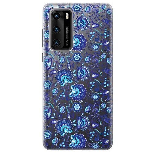 фото Ультратонкий силиконовый чехол-накладка для huawei p40 с 3d принтом "gzhel" gosso