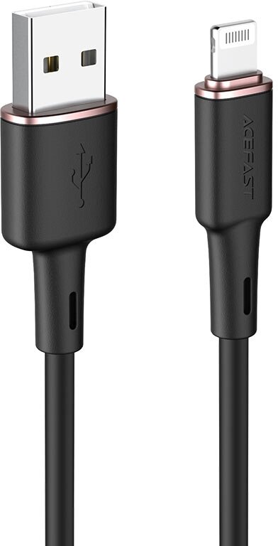 ACEFAST C2-02 USB-A to Lightning zinc alloy silicone charging data cable - Black