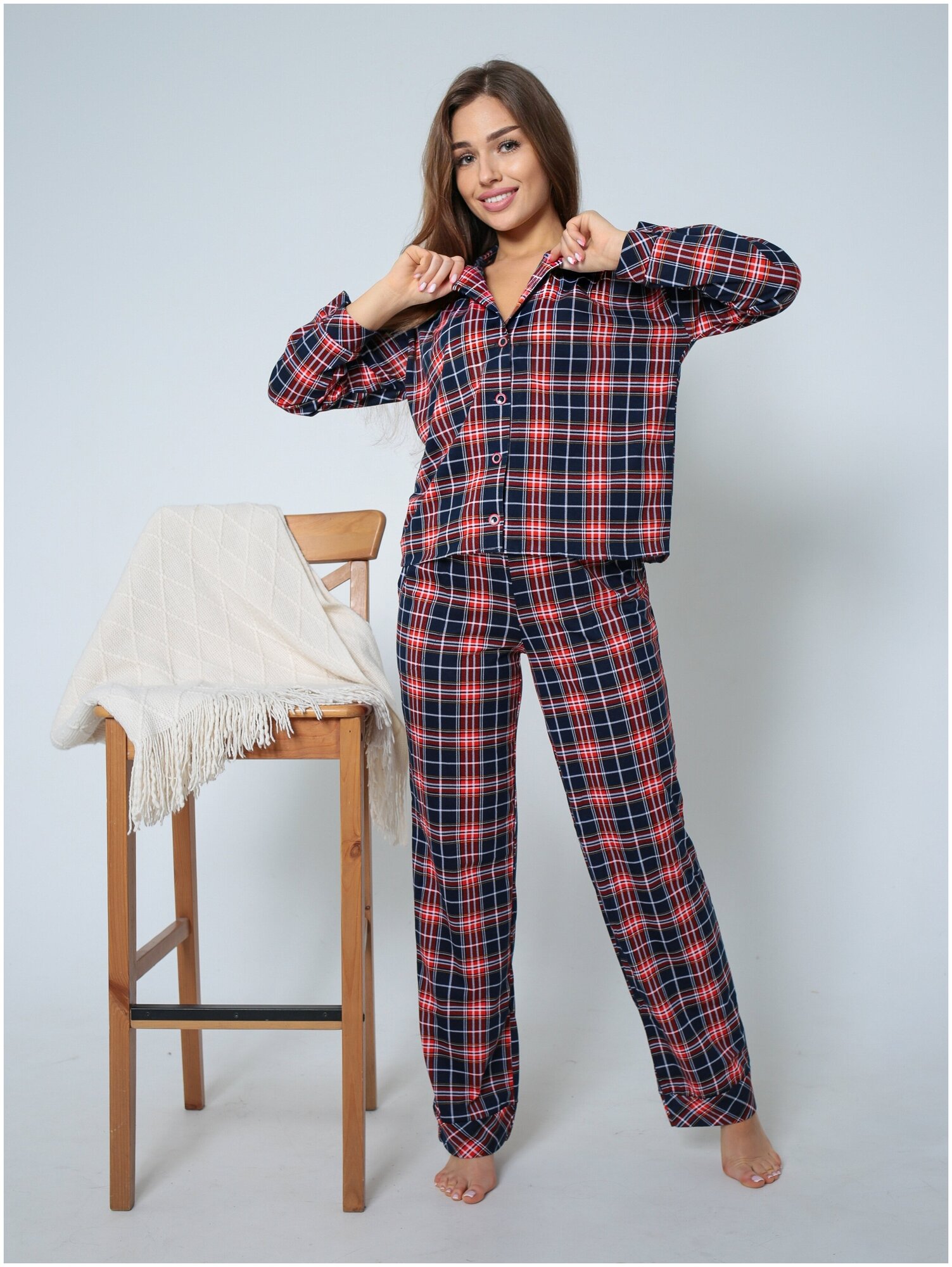 Женский костюм пижама, для дома, для сна, повседневный, София37, цвет темно-синий, размер 46 - фотография № 5