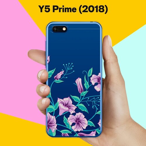 силиконовый чехол цветы с узором на huawei y5 prime 2018 Силиконовый чехол Фиолетовые цветы на Huawei Y5 Prime (2018)