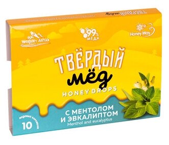 Мёд твёрдый с ментолом и эвкалиптовым маслом HoneyWay 30 г - фотография № 5