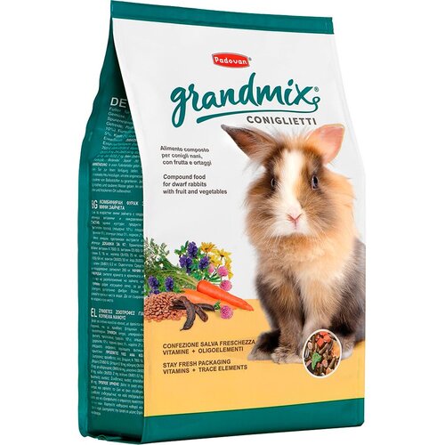 PADOVAN GRANDMIX CONIGLIETTI корм для декоративных и карликовых кроликов (850 гр х 4 шт) padovan guinea pigs grandmix 850 g