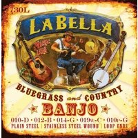 730L-LE Banjo Комплект струн для 5-струнного банджо, нерж. сталь, Light, 10-10, петли, La Bella