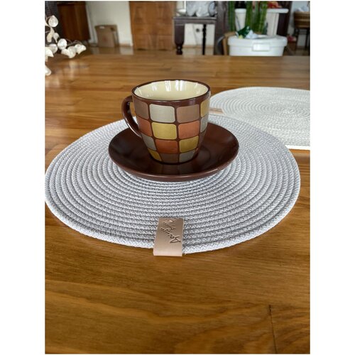 Салфетка интерьерная из хлопкового шнура производство Досугивуги, диаметр 27 см, цвет натуральный лен