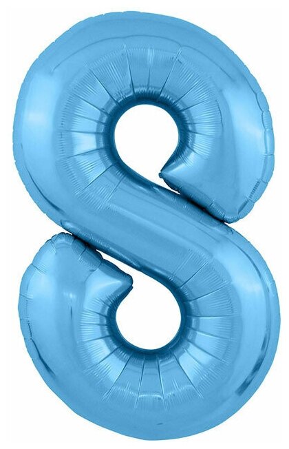 Воздушный шар фольгированный Agura Цифра 8, голубой, 102 см