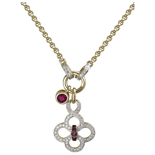 фото Колье эстет золотое колье-подвеска с бриллиантами, рубином