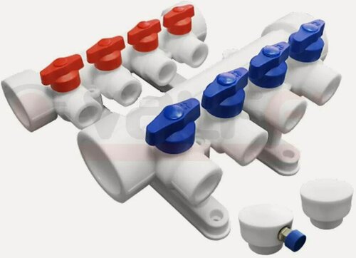 Изображение товара Коллекторная группа 32х20 на 3 выхода. Полипропилен, белый. "Valfex"/коллектор/коллектор полипропиленовый