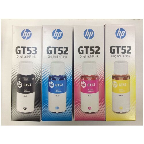 Комплект чернил GT53/GT52C/GT52M/GT52Y для HP серий GT, Ink Tank, Smart Tank x 4 шт. оригинальный (90 мл-черный, цв. 3х70 мл)