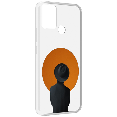 Чехол MyPads парень в шляпе в оранжевом кружке для Infinix Hot 11 Play задняя-панель-накладка-бампер
