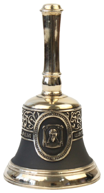 Колокол бронзовый "Георгий Победоносец" с ручкой d7 см, 0.4 кг. - фотография № 2