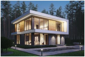 Проект <b>газобетонного</b> дома Catalog-Plans-62-71B (180,28кв. м, 11,06x11,06м, газобетон 400) жилой дом,