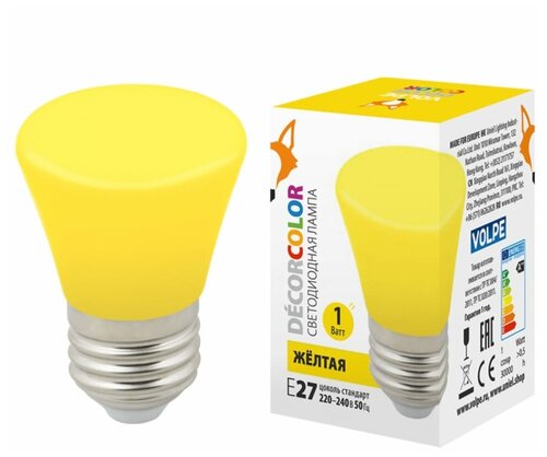 Декоративная светодиодная лампа Volpe LED-D45-1W/YELLOW/E27/FR/С BELL UL-00005641 15974695