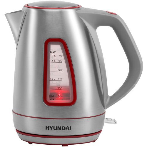 чайник teco tc 109 3 л нержавеющая сталь серебристый Чайник Hyundai HYK-S3601 1.7л. 2000Вт серебристый/красный (нержавеющая сталь)