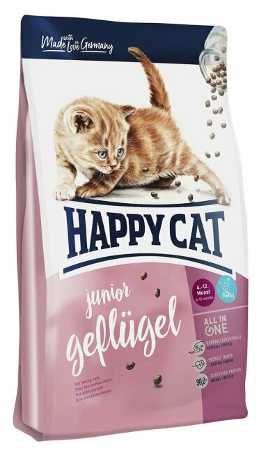 Корм для кошек сухой Happy Cat / Хэппи Кэт Junior Land Geflügel для котят гранулы с домашней птицей 300г / кошачья еда для ежедневного кормления - фотография № 13