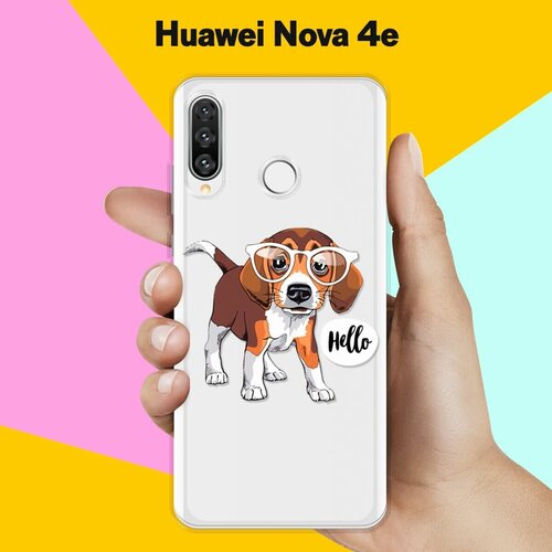 Силиконовый чехол Hello Бигль на Huawei Nova 4e силиконовый чехол довольный бигль на huawei nova 4e