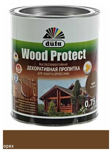 Пропитка декоративная для защиты древесины Dufa Wood Protect орех 0,75 л.