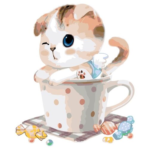 Котенок в чашке Раскраска картина по номерам на холсте любопытный котенок с бабочкой раскраска картина по номерам на холсте