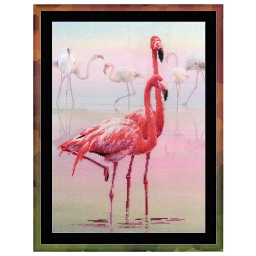 фото Набор для вышивания крестом риолис фламинго 0012 30*40 см 14 цветов