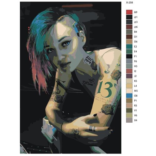Картина по номерам X-258 Татуированная девушка 80x120 картина по номерам x 57 курящая девушка 80x120