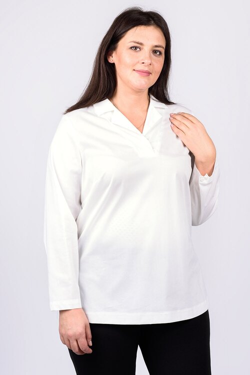 Блуза  SVESTA, повседневный стиль, полуприлегающий силуэт, длинный рукав, однотонная, размер 58, белый