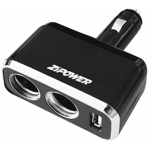 ZIPOWER PM6645 Разветвитель прикуривателя, 2 разъема прикуривателя с USB